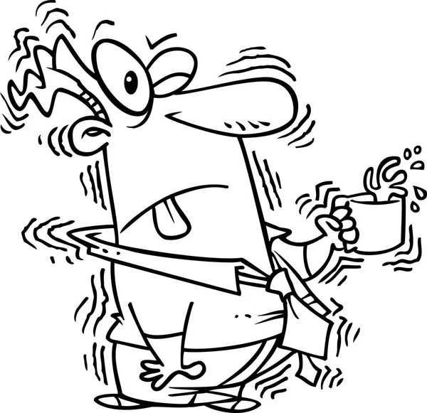 Sobredosagem de cafeína dos desenhos animados — Vetor de Stock