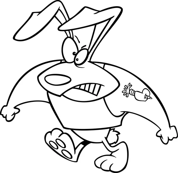 Cartoon Rabbit Tough Guy — Stock Vector