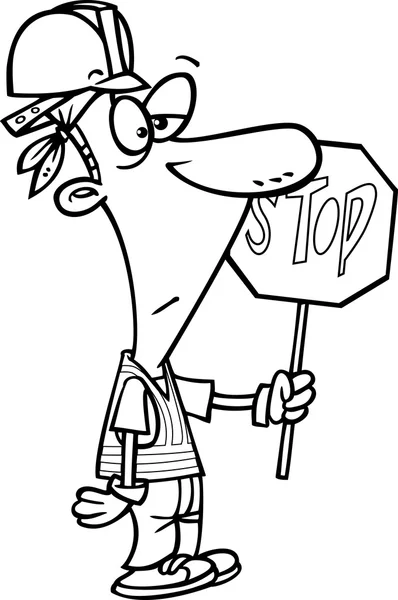 Cartoon Construction Stop Sign — Stock Vector