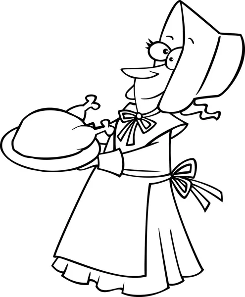 Caricature Pilgrim Femme — Image vectorielle