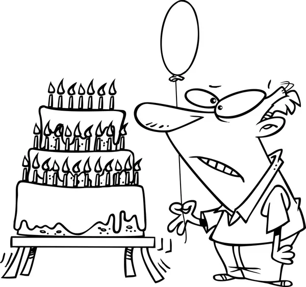 Cartoon cake van de verjaardag van de oude man — Stockvector