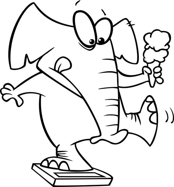 Elefante del fumetto pesare in — Vettoriale Stock
