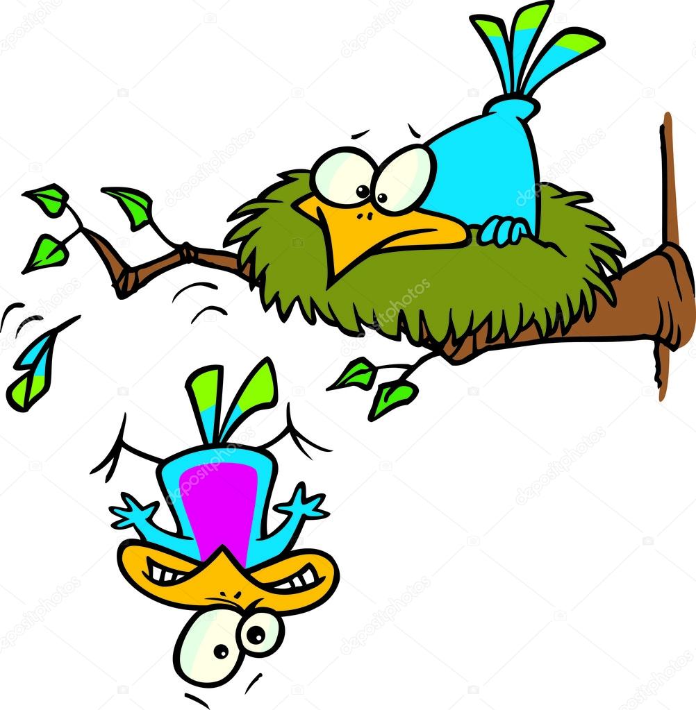 Cartoon Bird Leaving the Nest Stock Vector Image by ©ronleishman #13980277