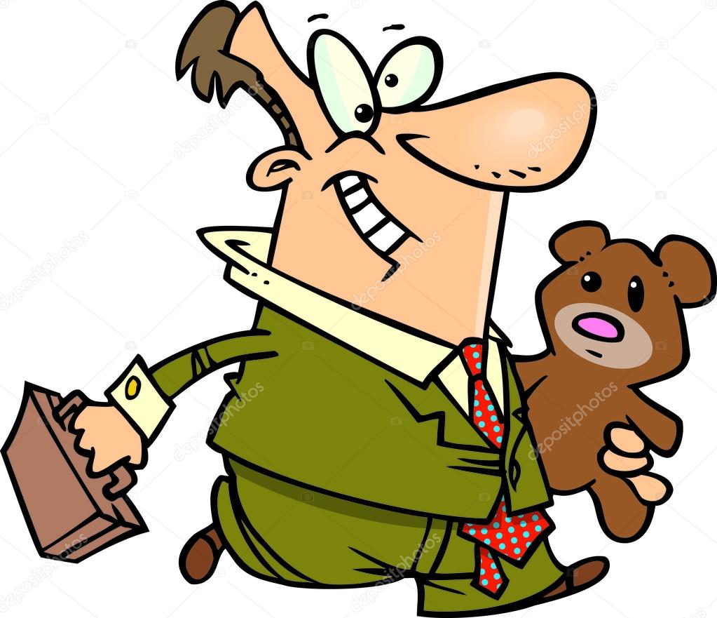 Cartoon Businessman with a Teddy Bear