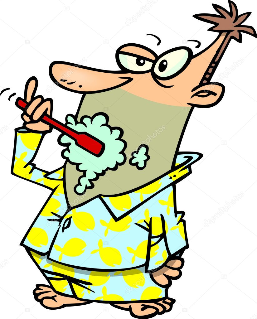Cartoon Man Brushing His Teeth Stock Vector Image by ©ronleishman #13980428