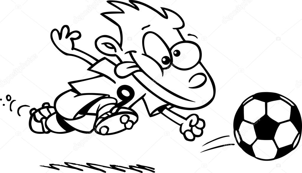 Cartoon Boy Kicking a Soccer Ball