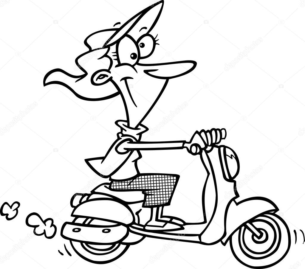Cartoon Woman Riding Motor Scooter Stock Vector Cartoon Woman Riding Motor Scooter Stock Vector