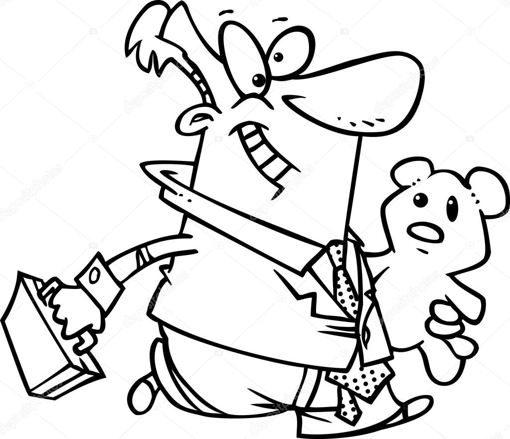 Cartoon Businessman with a Teddy Bear