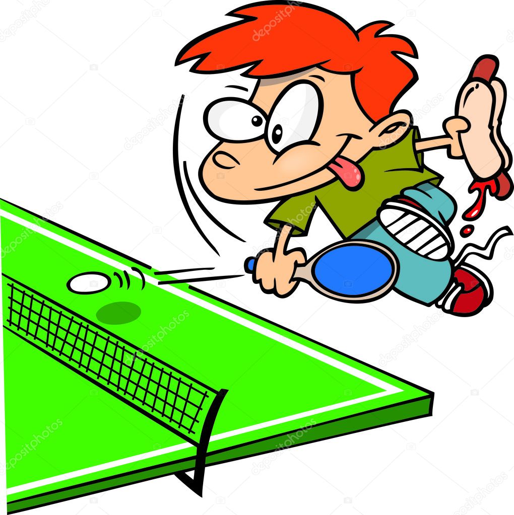 Cartoon Boy Playing Ping Pong