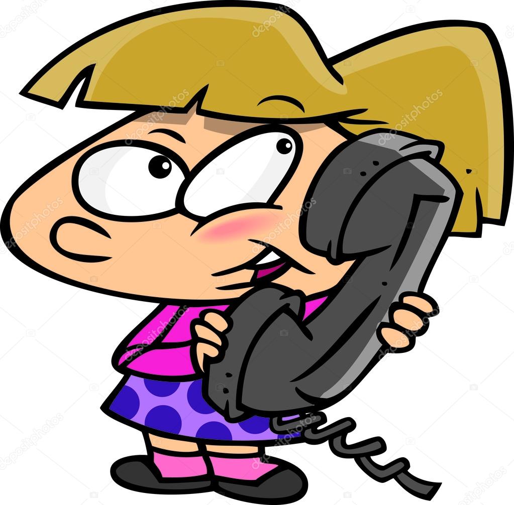 Cartoon girl talking on phone Cartoon Girl Talking on