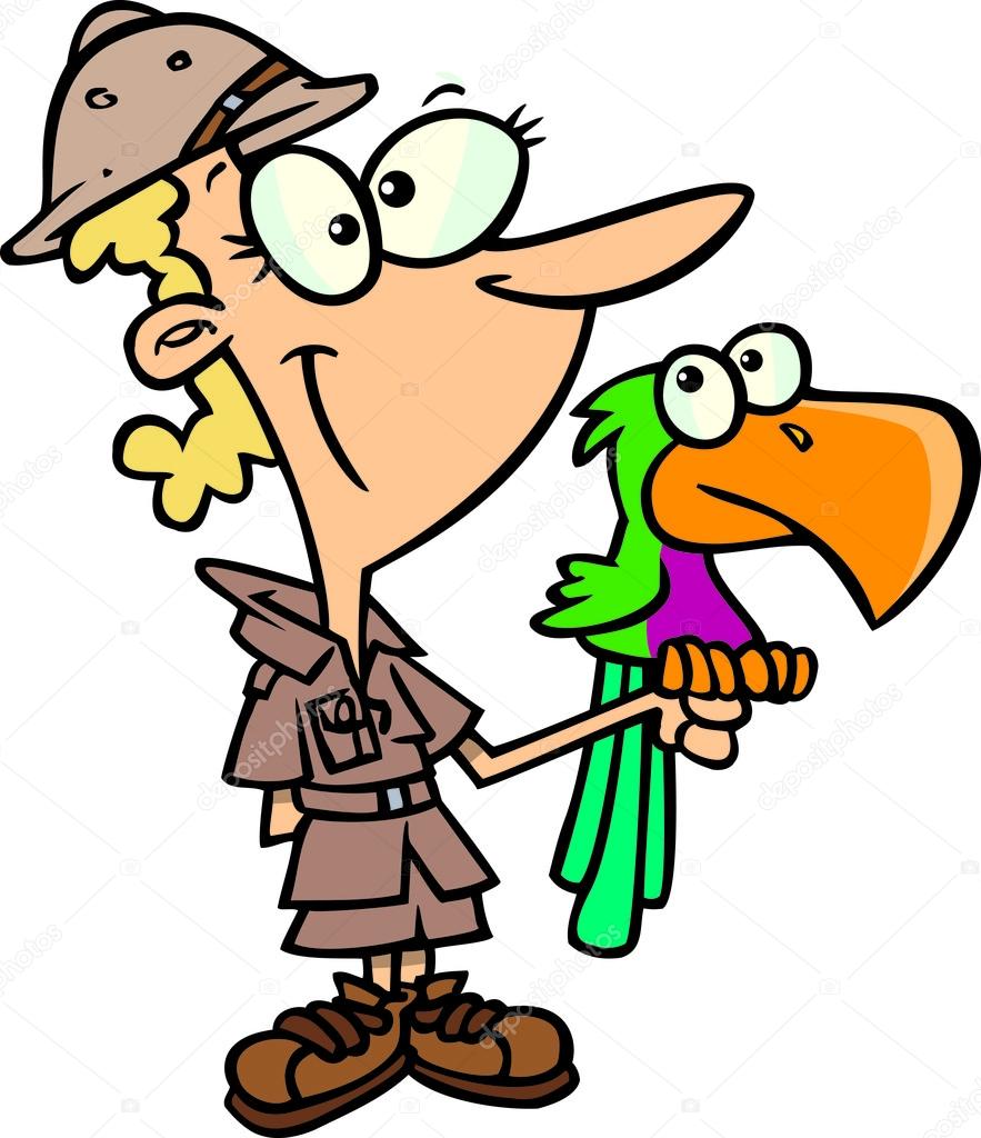 Cartoon Zookeeper Woman with a Parrot — Stock Vector © ronleishman ... Girl Cartoon Zoo Keeper