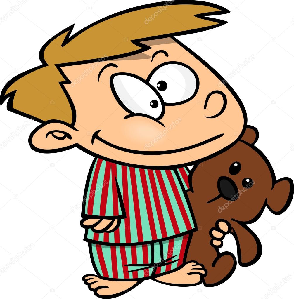 Cartoon Boy with Teddy Bear