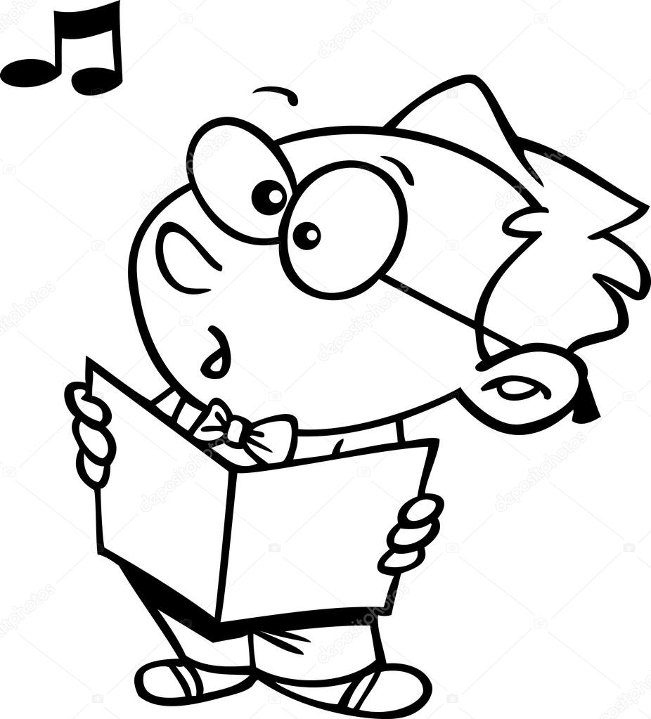 Cartoon Boy Singing in Choir