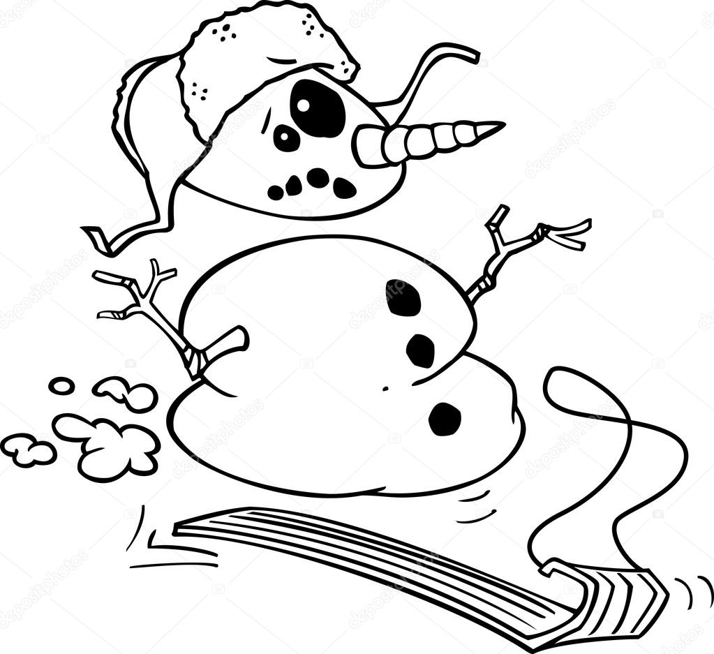 Cartoon Snowman Sled