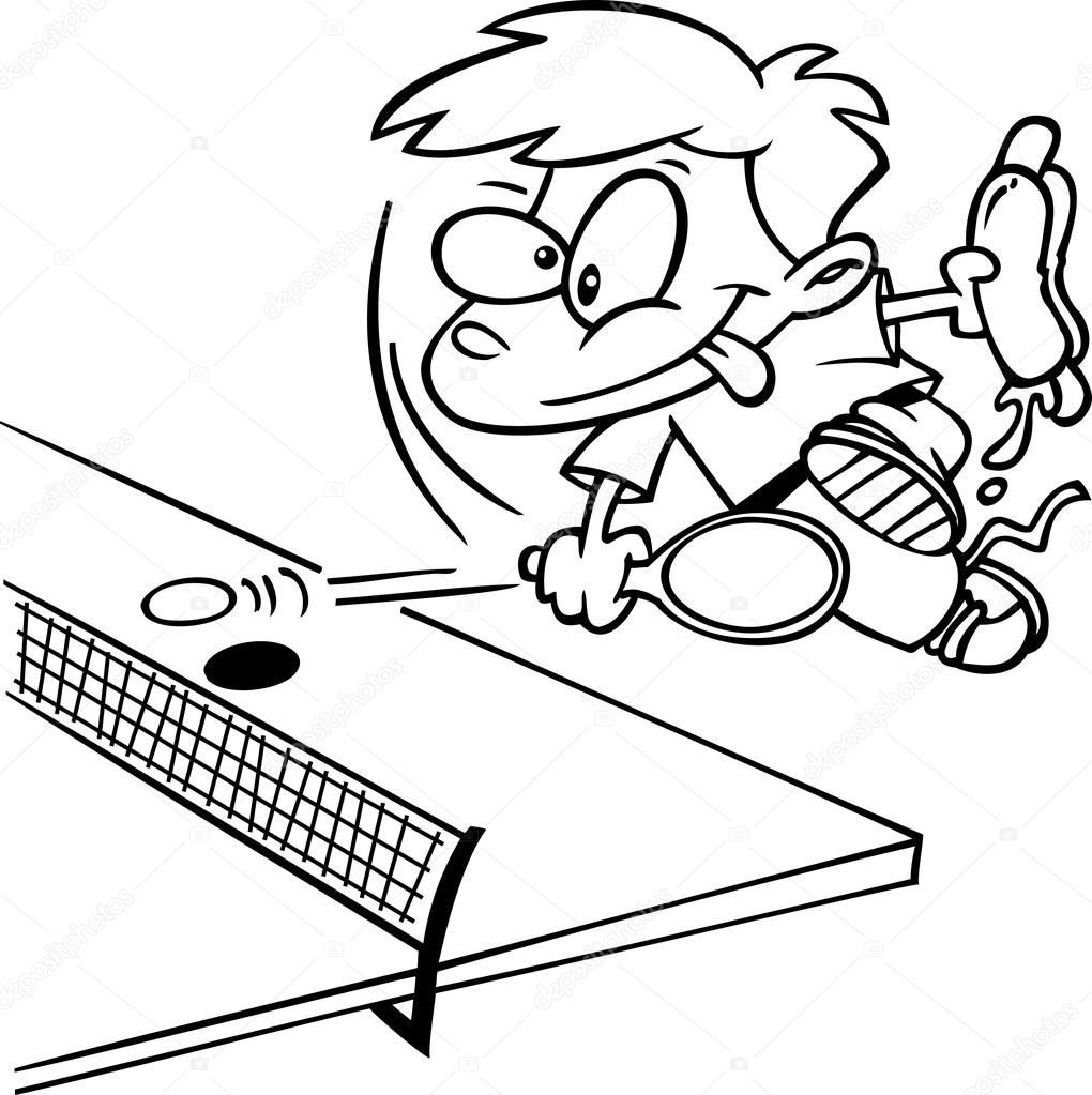 Cartoon Boy Playing Ping Pong