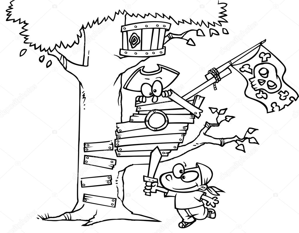Kids Tree House Drawing cartoon pirate kids in tree house — stock vector © ronleishman Kids Tree House Drawing cartoon pirate kids in tree house — stock vector © ronleishman