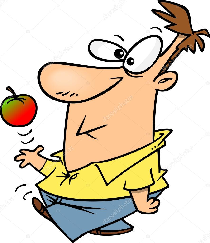 Cartoon Man with Apple — Stock Vector © ronleishman 13983773