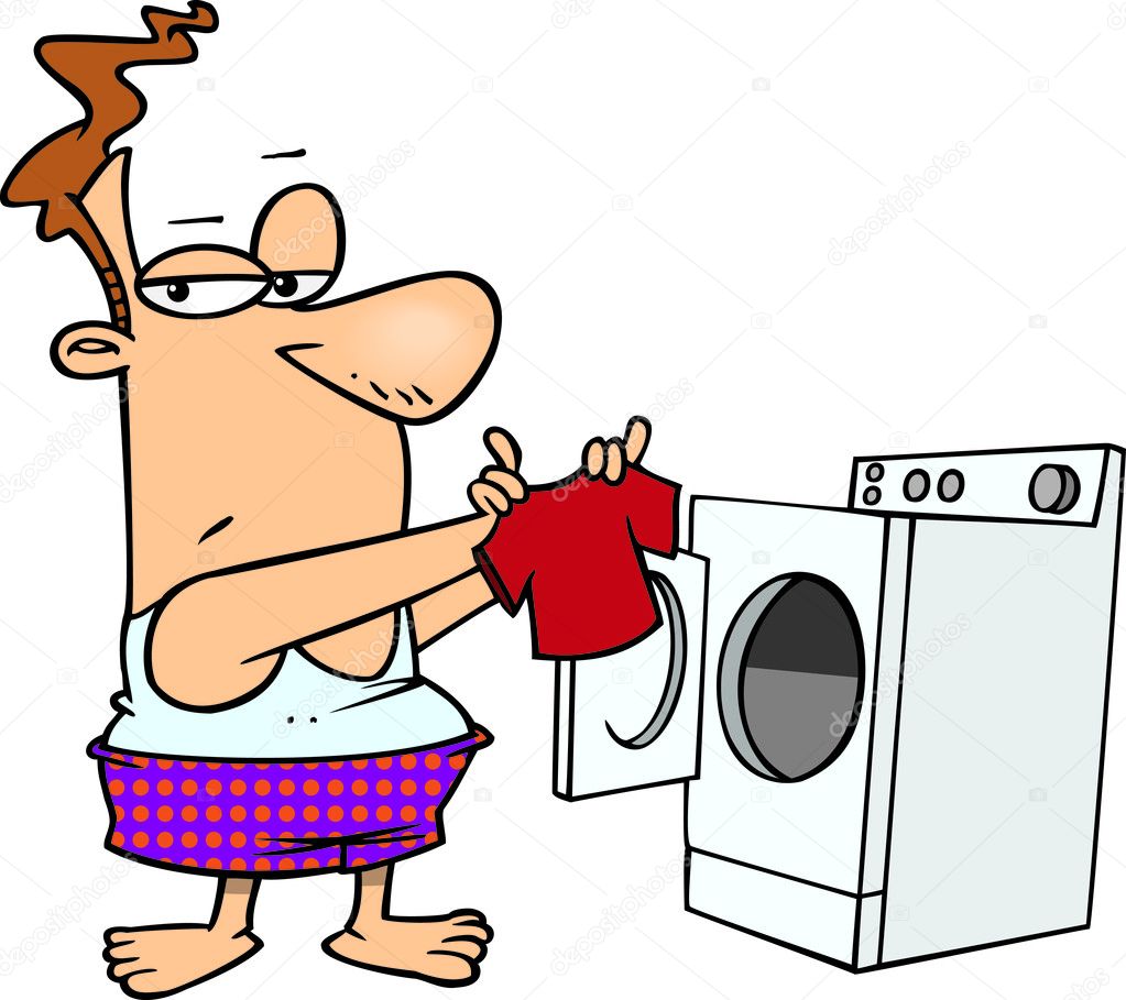 Cartoon Man Laundry