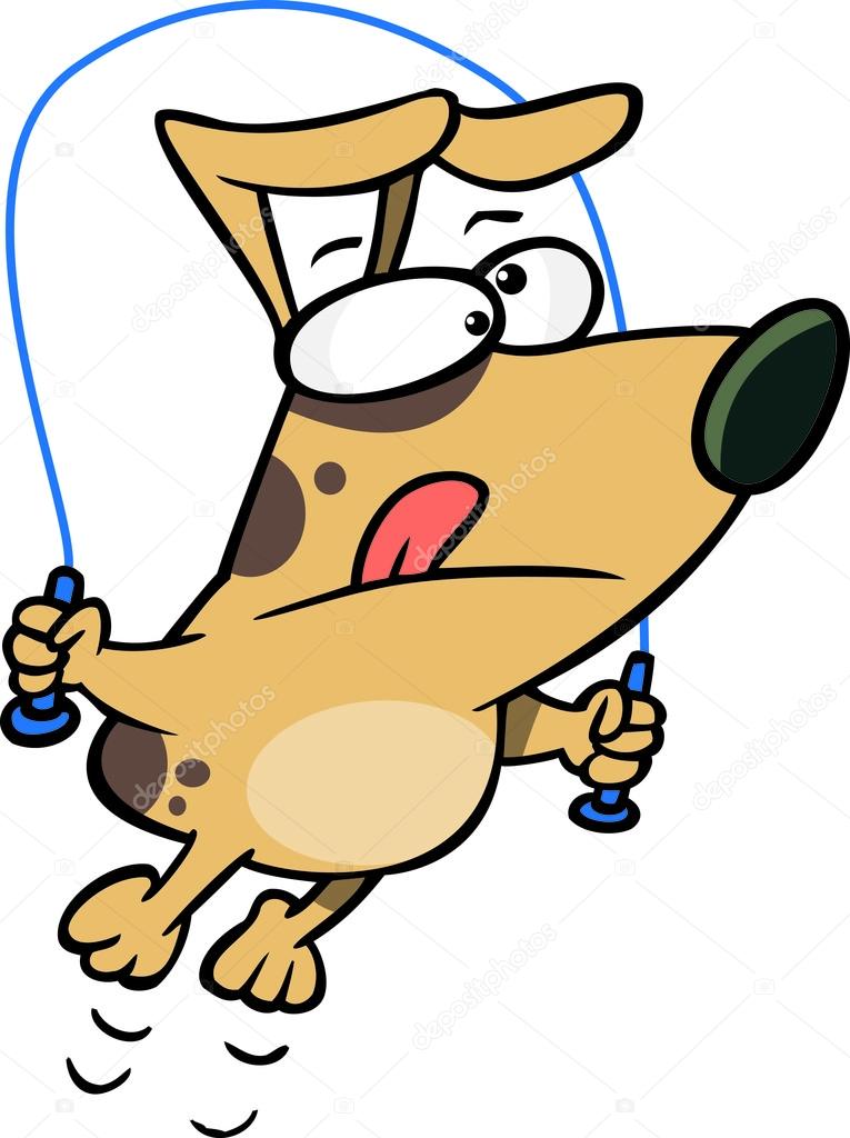 Jumping cartoon dog Cartoon Dog Jump Rope — Stock Vector