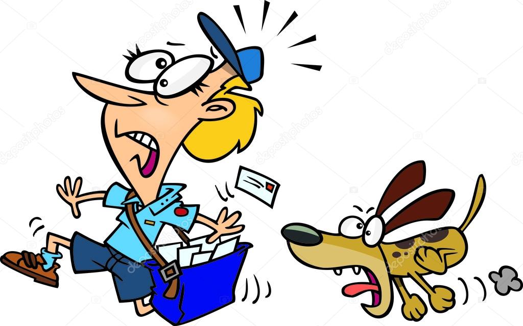 Cartoon Dog Chasing the Postwoman