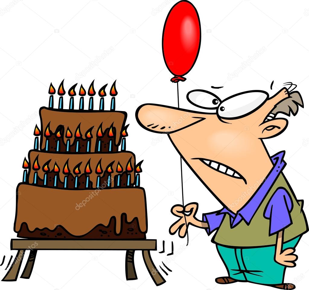 Cartoon Old Man Birthday Cake