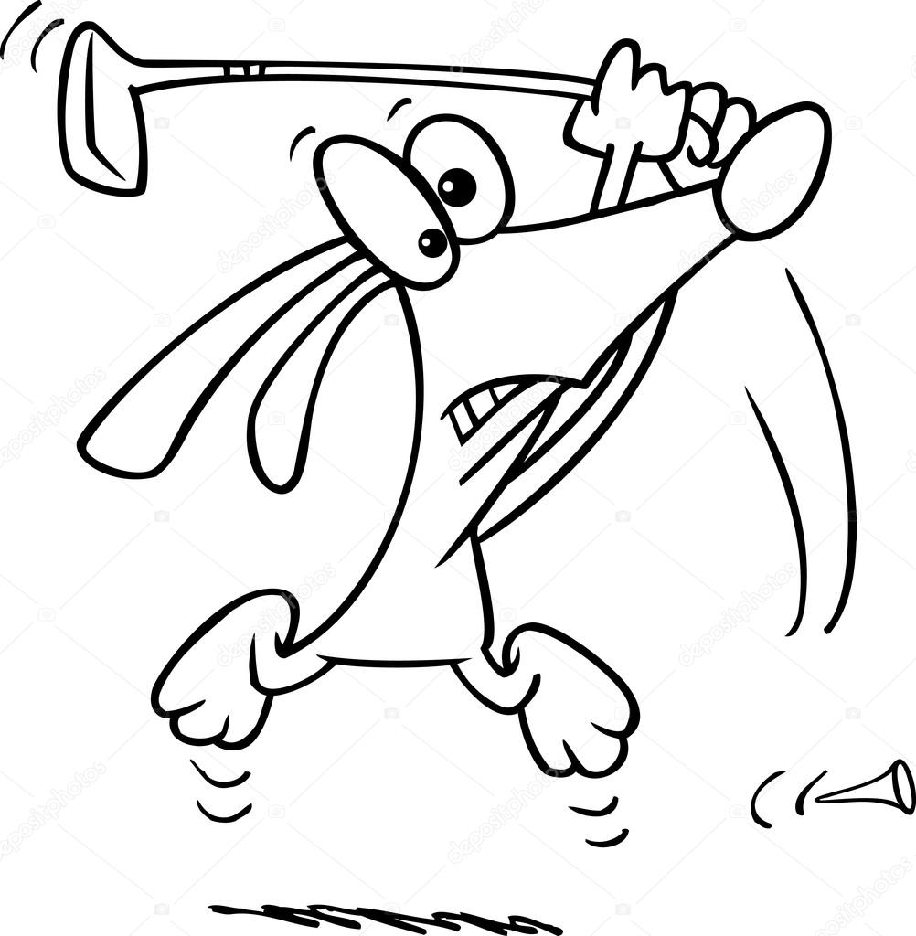 Cartoon Dog Golfing