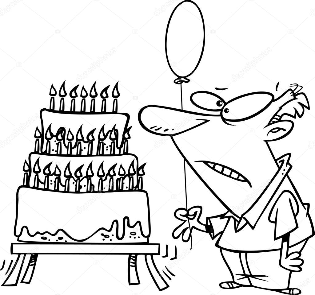 Cartoon cake van de verjaardag van de oude man ...