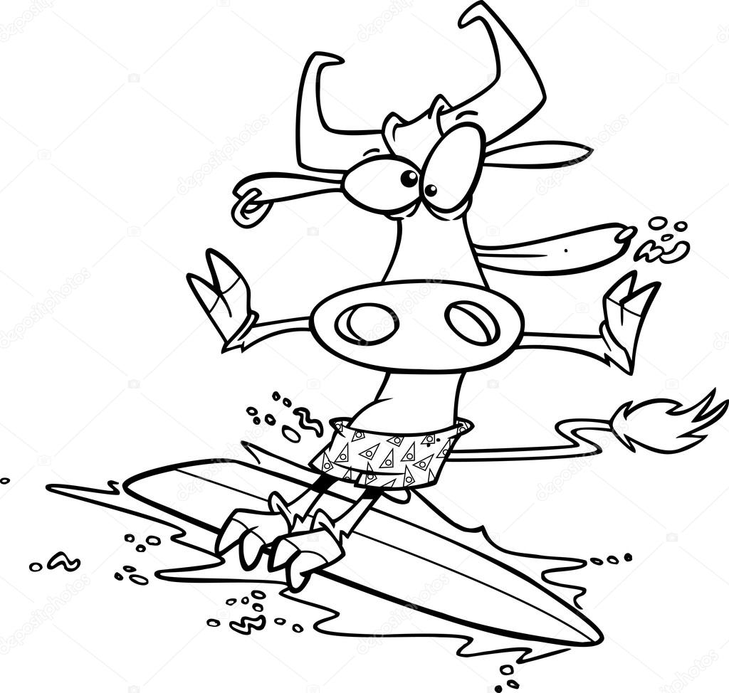 Cartoon Cow Surfer