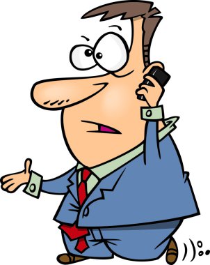 karikatür cep telefonu iş adamı