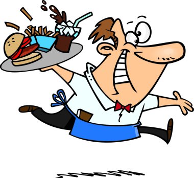 karikatür mutlu garson