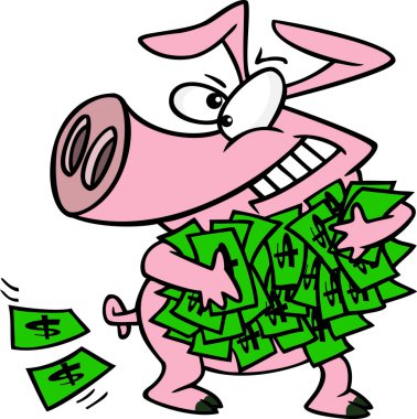 Cartoon Greedy Pig clipart