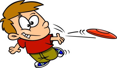 Frizbi olan çizgi film çocuk