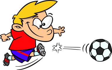 Cartoon Boy Kicking a Soccer Ball vector Cartoon Boy Kicking a Soccer Ball vector