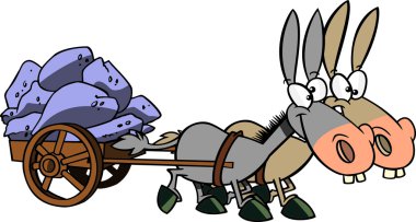 Cartoon Mule Cart clipart