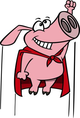 Cartoon Super Pig clipart