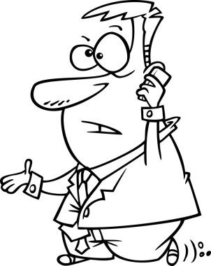 karikatür cep telefonu iş adamı