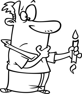 Her iki uçta da mum yakma cartoon