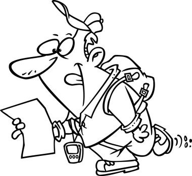 karikatür gps uzun yürüyüşe çıkan kimse