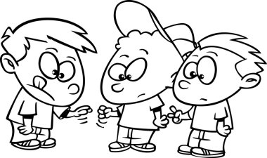 çizgi film çocuklar taş kağıt makas oynarken