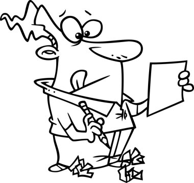 Yeni yıl kararları yazılı karikatür adam