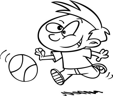 çizgi filmci çocuk basketbol oynuyor.