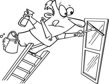 çizgi adam bir pencere Temizleme