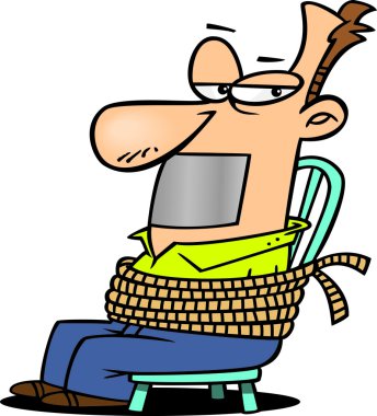 bağlı karikatür adam