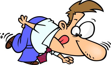karikatür adamı yere koklama