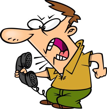 karikatür kızgın adam telefonu