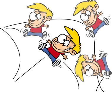 Cartoon Boy Bouncing Off the Wall clipart