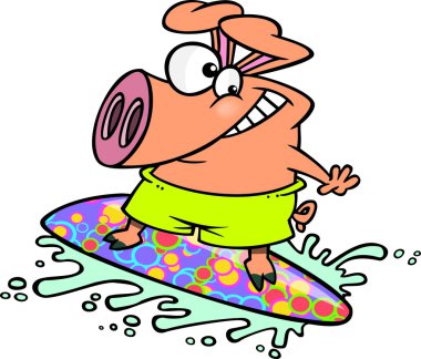 karikatür domuz sörfçü