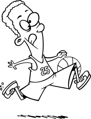 karikatür basketbolcu top sürme