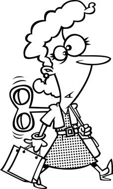 otomatik pilot üzerinde alışveriş kadın karikatür Rüzgar