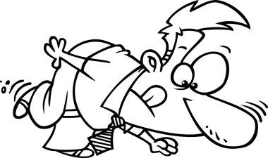 karikatür adamı yere koklama